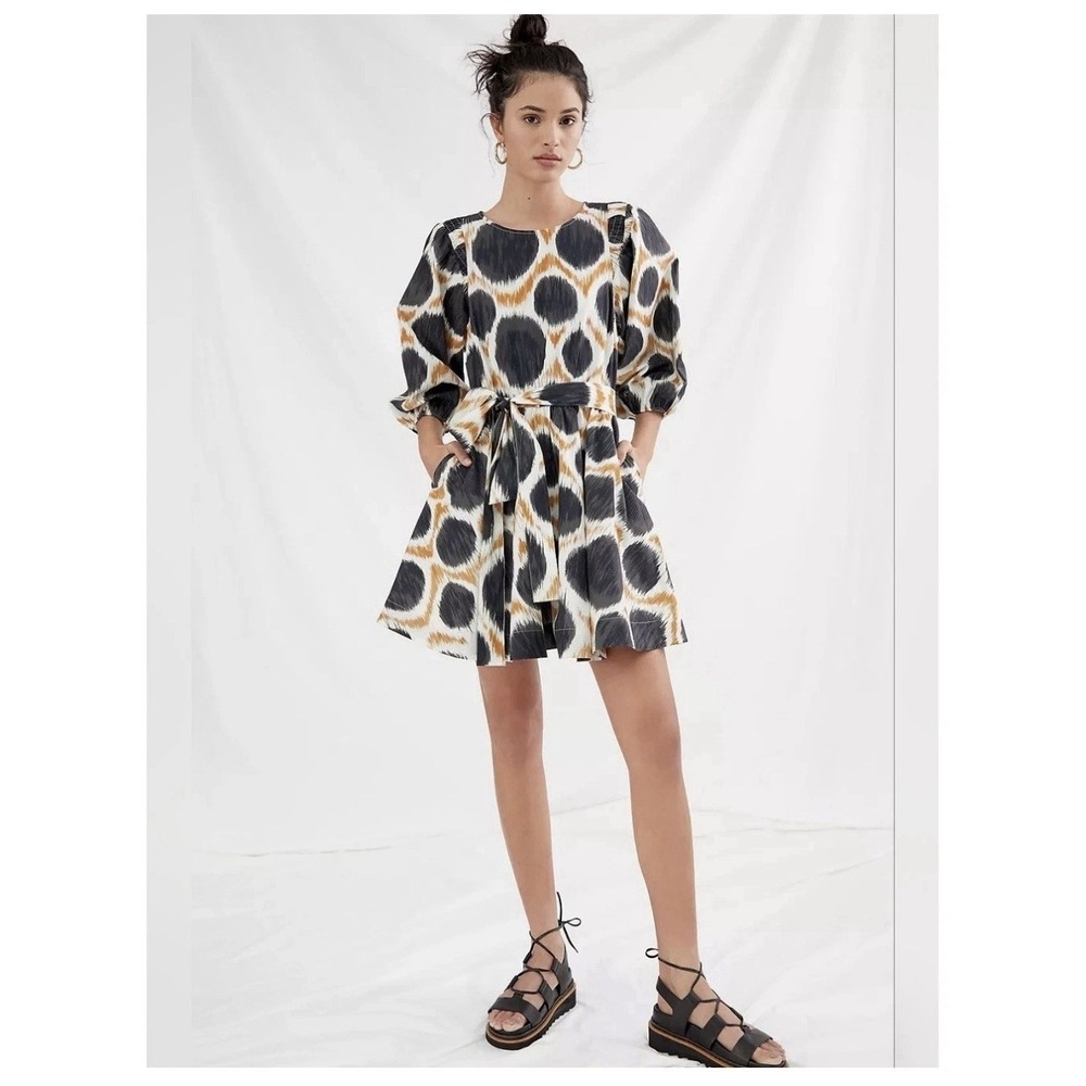 Maeve by Anthropologie Sz‎ medium Destin Poplin Mini Dress, Neutral Colorway
